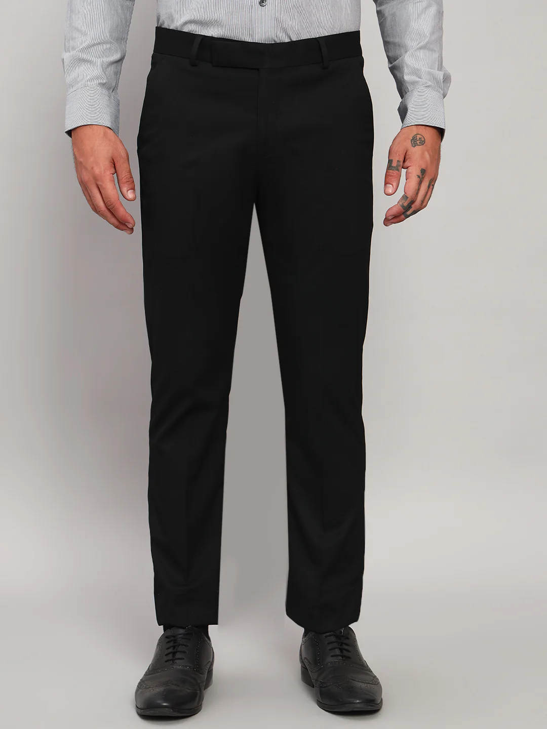 Formal Trouser for Men | Breathable & Soft with Color Fastness Regular Fit Poly Viscose Fabric Solid Pattern Hook & Eye Closure - Image 3