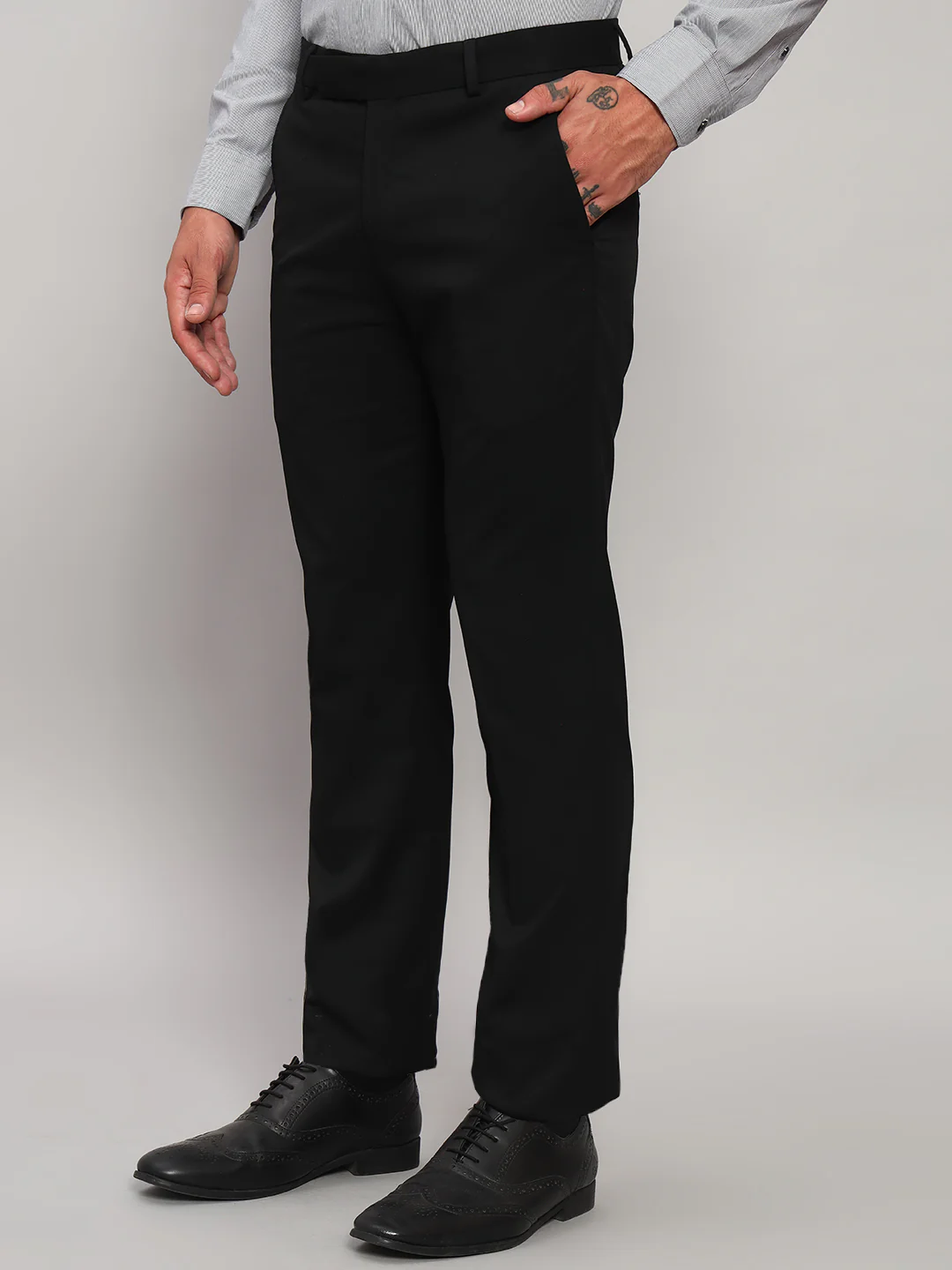 Formal Trouser for Men | Breathable & Soft with Color Fastness Regular Fit Poly Viscose Fabric Solid Pattern Hook & Eye Closure - Image 5