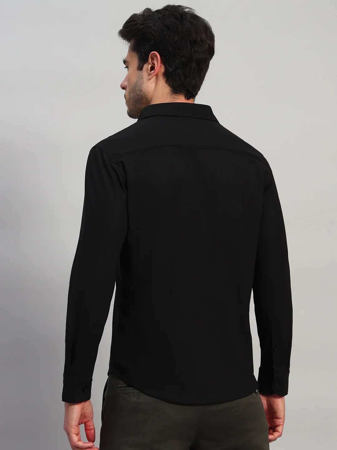 Casual Shirt for Men | Breathable & Soft with Color Fastness Regular Fit Spread Collar Neck Polyester Fabric Solid Pattern - Image 4