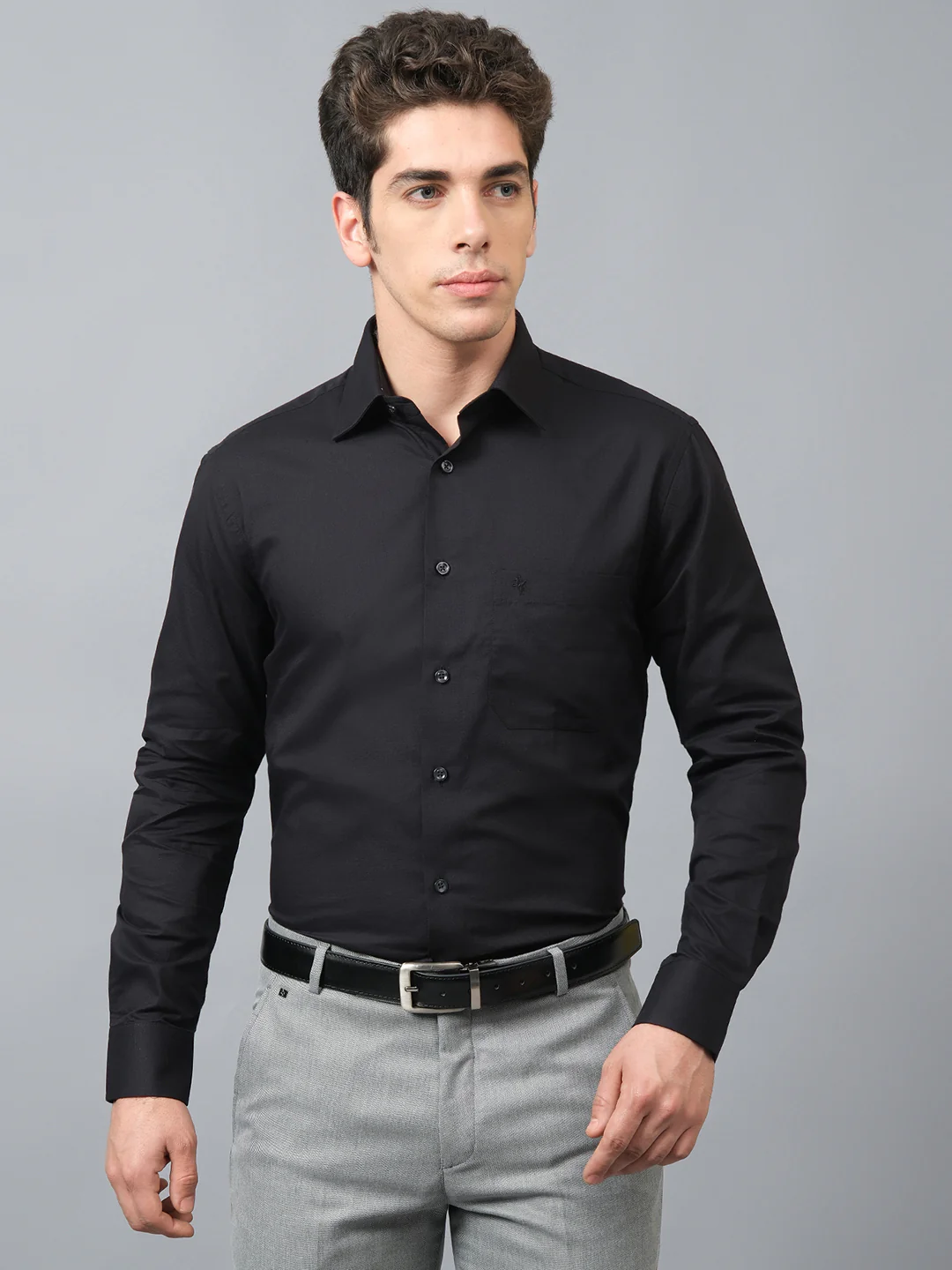 Formal Shirt for Men l Breathable & Soft with Color Fastness Regular Fit Spread Collar Neck Cotton Blend Fabric Solid Pattern - Image 2