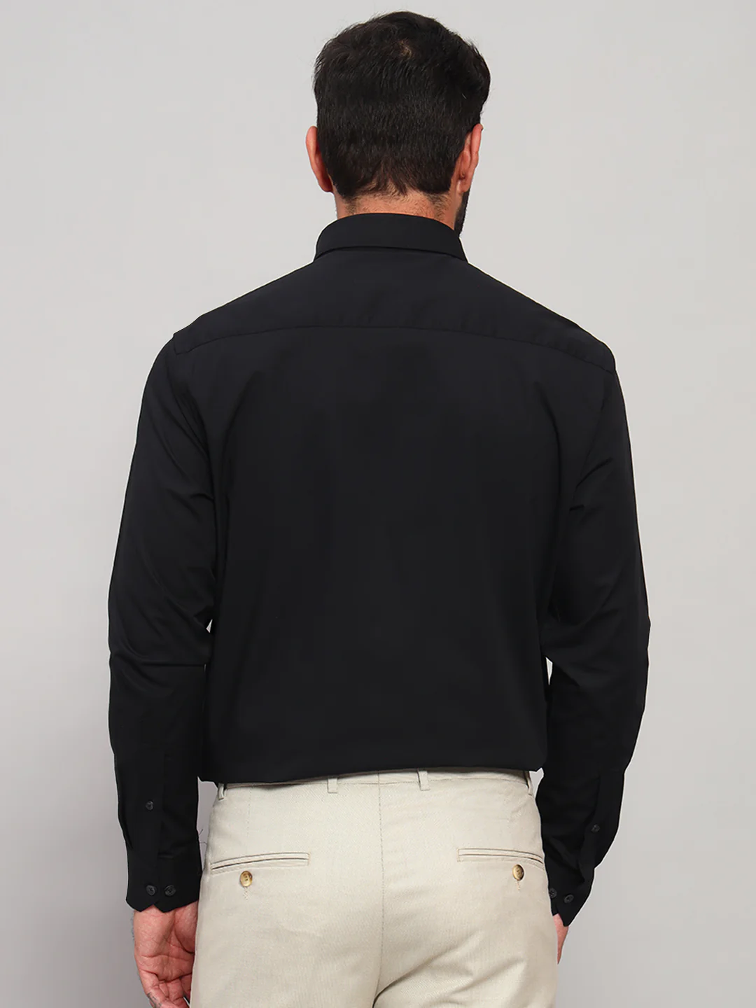 Formal Shirt for Men l Breathable & Soft with Color Fastness Regular Fit Spread Collar Neck Cotton Blend Fabric Solid Pattern - Image 2
