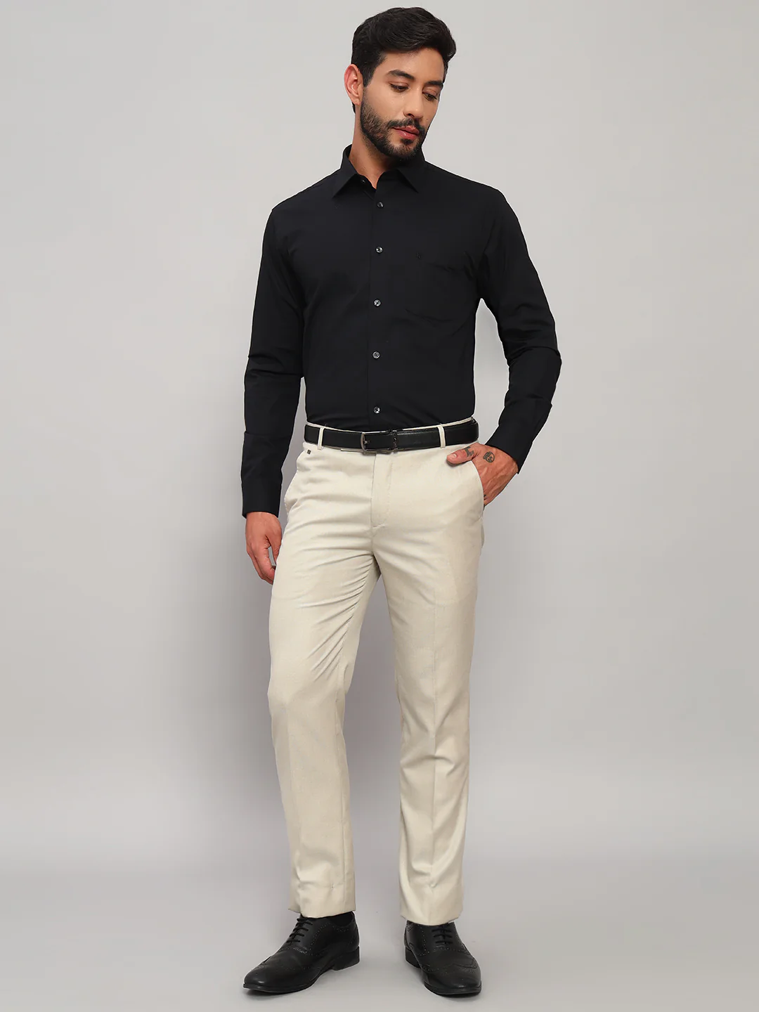 Formal Shirt for Men l Breathable & Soft with Color Fastness Regular Fit Spread Collar Neck Cotton Blend Fabric Solid Pattern - Image 8