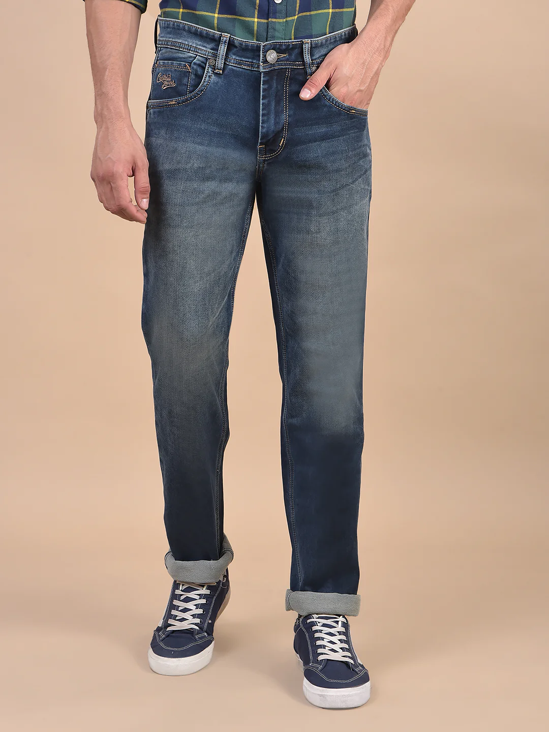 Denim Jeans for Men l Breathable & Soft with Color Fastness Ultra Narrow Fit Cotton Fabric Solid Pattern Button Closure - Image 5
