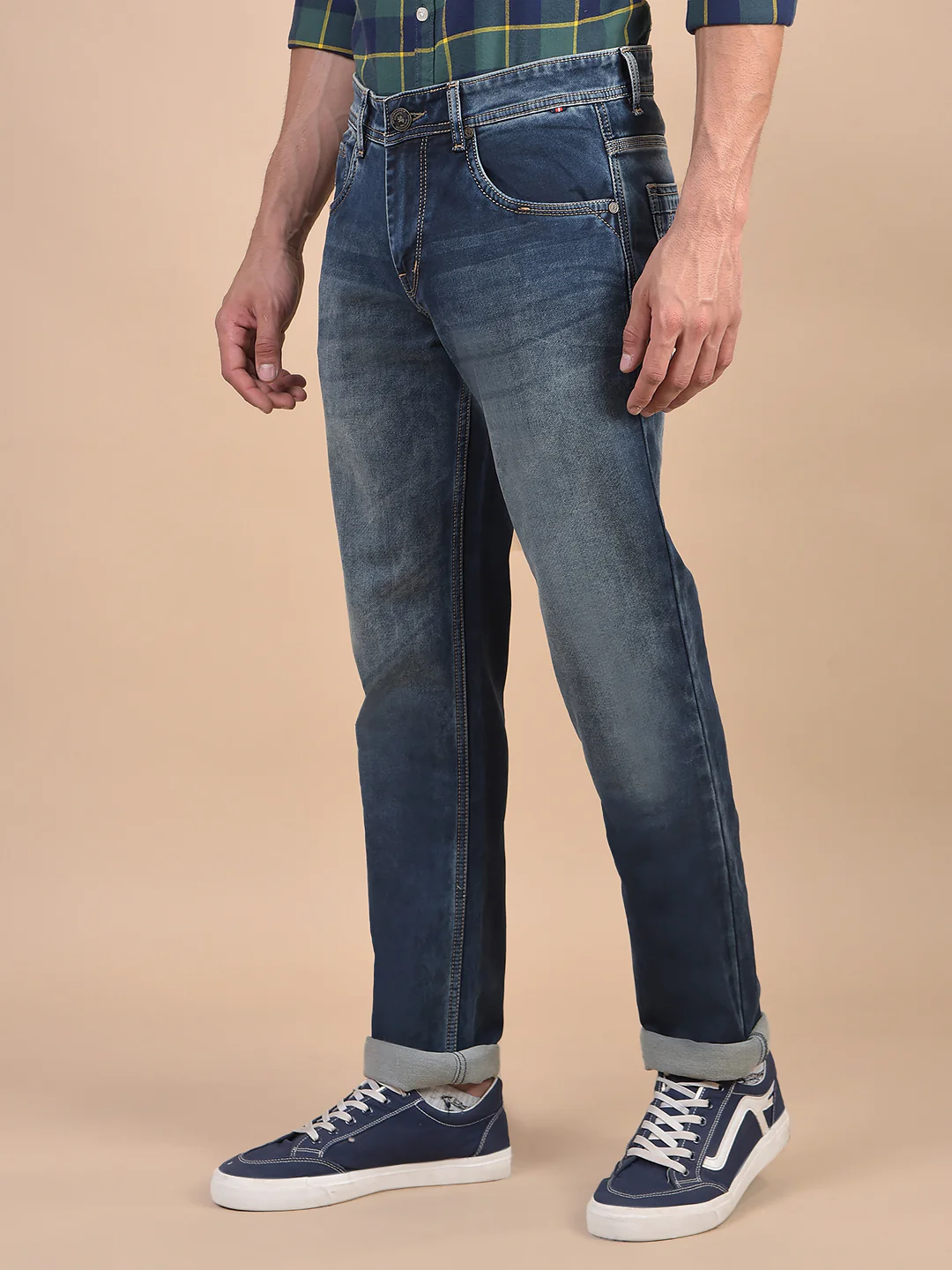 Denim Jeans for Men l Breathable & Soft with Color Fastness Ultra Narrow Fit Cotton Fabric Solid Pattern Button Closure - Image 6