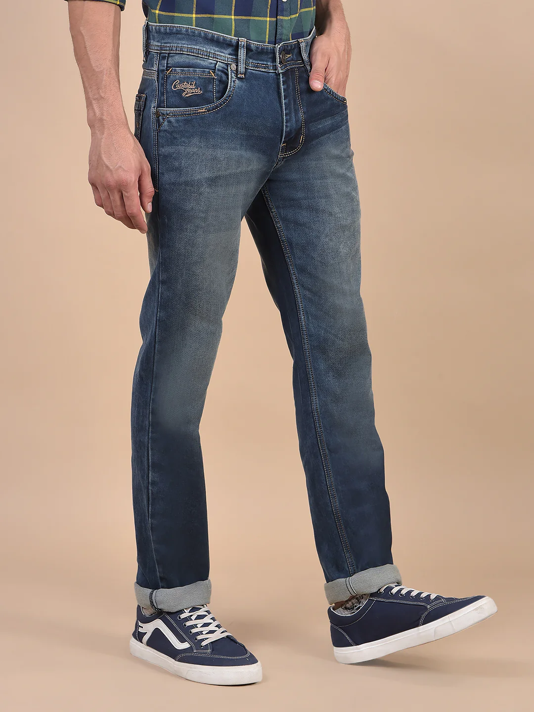 Denim Jeans for Men l Breathable & Soft with Color Fastness Ultra Narrow Fit Cotton Fabric Solid Pattern Button Closure - Image 7