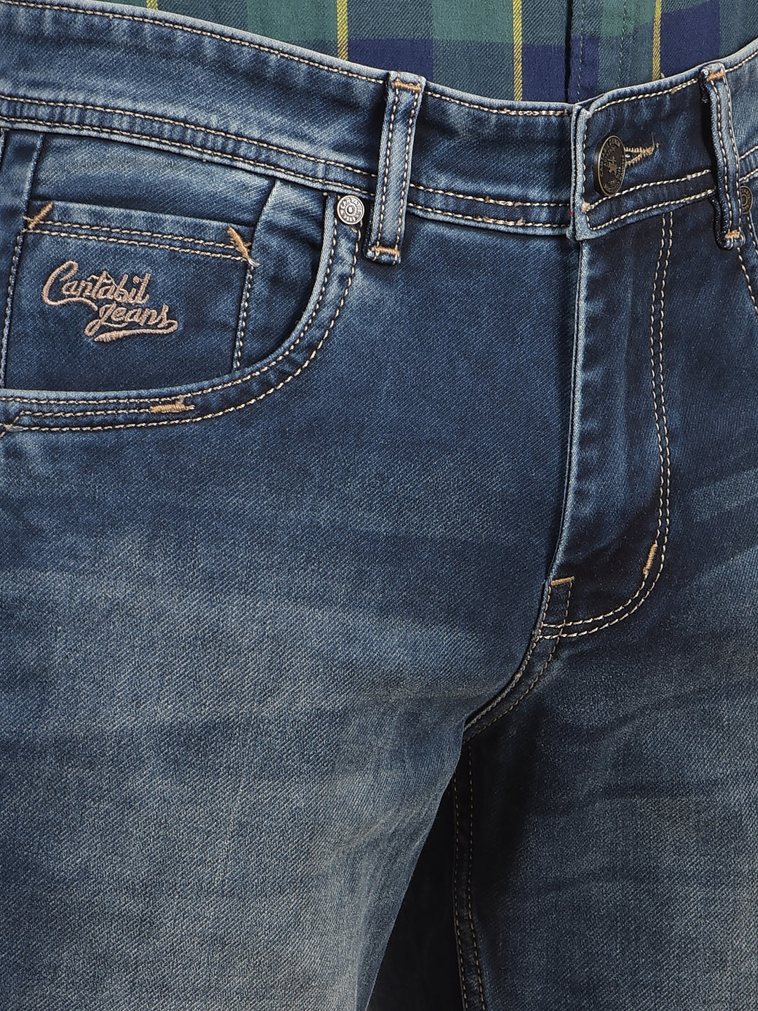 Denim Jeans for Men l Breathable & Soft with Color Fastness Ultra Narrow Fit Cotton Fabric Solid Pattern Button Closure - Image 8