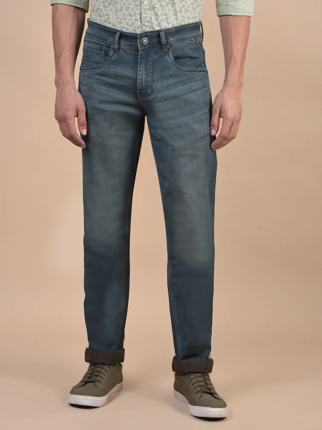 Denim Jeans for Men l Breathable & Soft with Color Fastness Ultra Narrow Fit Cotton Fabric Solid Pattern Button Closure - Image 2