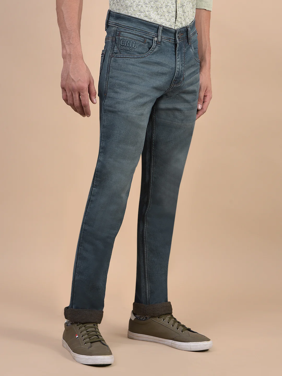 Denim Jeans for Men l Breathable & Soft with Color Fastness Ultra Narrow Fit Cotton Fabric Solid Pattern Button Closure - Image 3