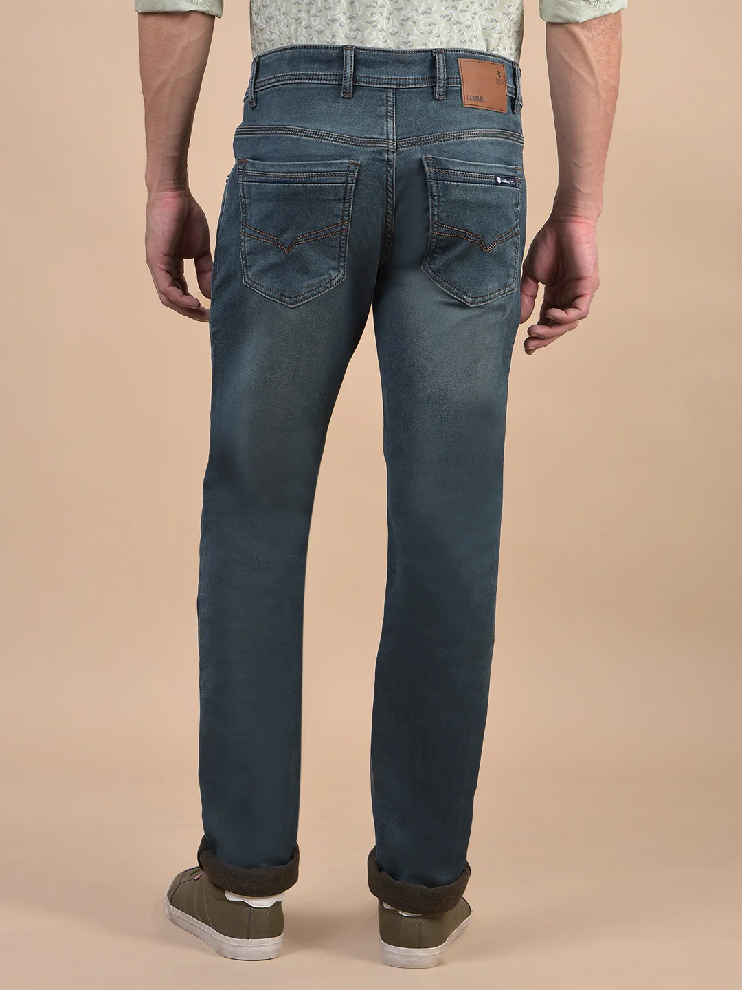 Denim Jeans for Men l Breathable & Soft with Color Fastness Ultra Narrow Fit Cotton Fabric Solid Pattern Button Closure - Image 4