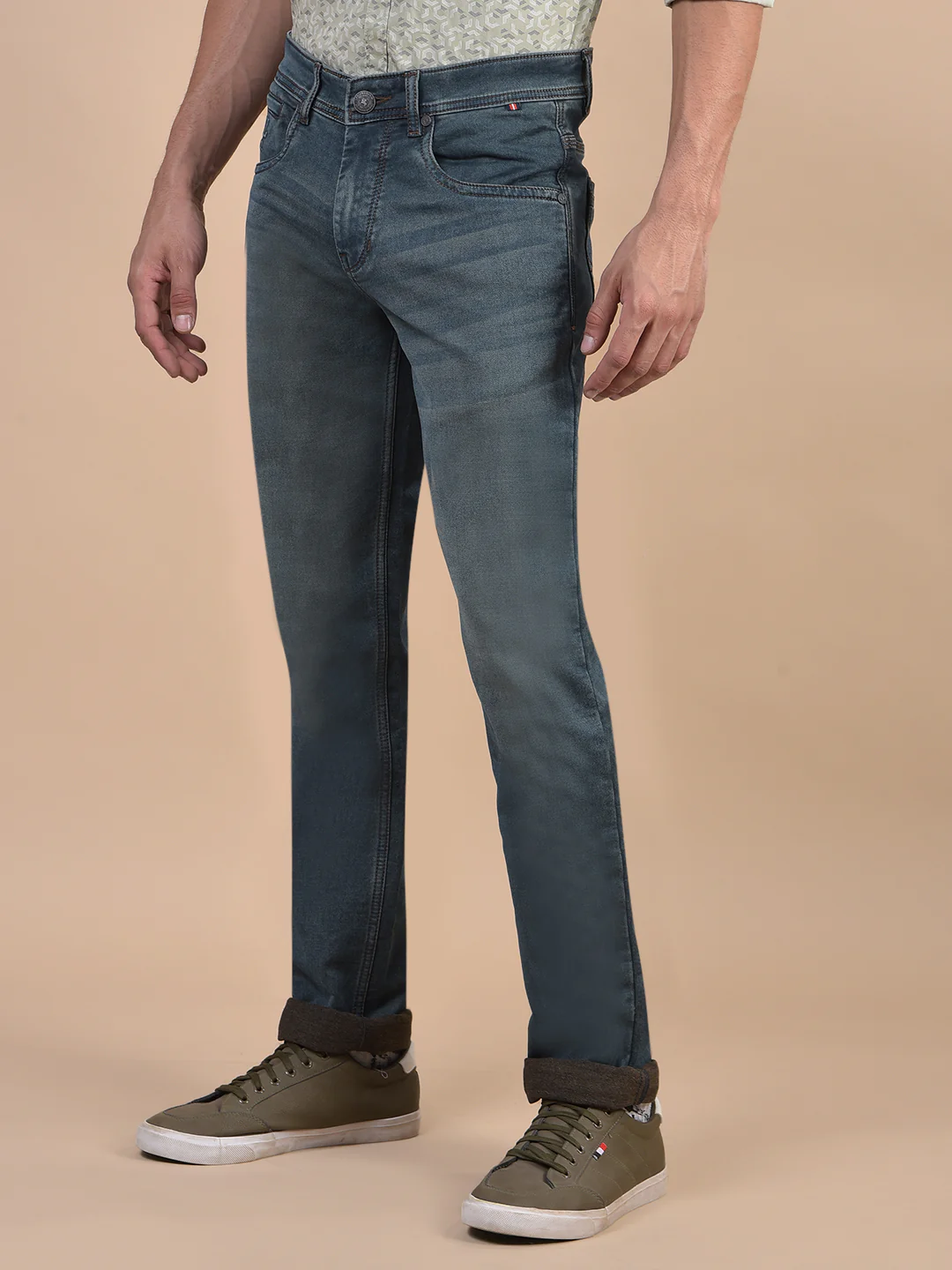 Denim Jeans for Men l Breathable & Soft with Color Fastness Ultra Narrow Fit Cotton Fabric Solid Pattern Button Closure - Image 5