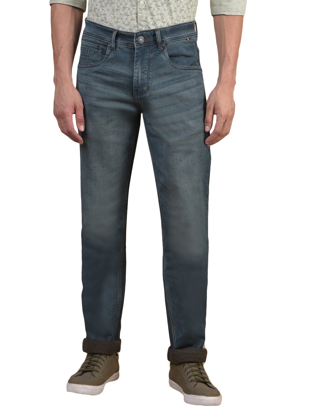 Denim Jeans for Men l Breathable & Soft with Color Fastness Ultra Narrow Fit Cotton Fabric Solid Pattern Button Closure - Image 7
