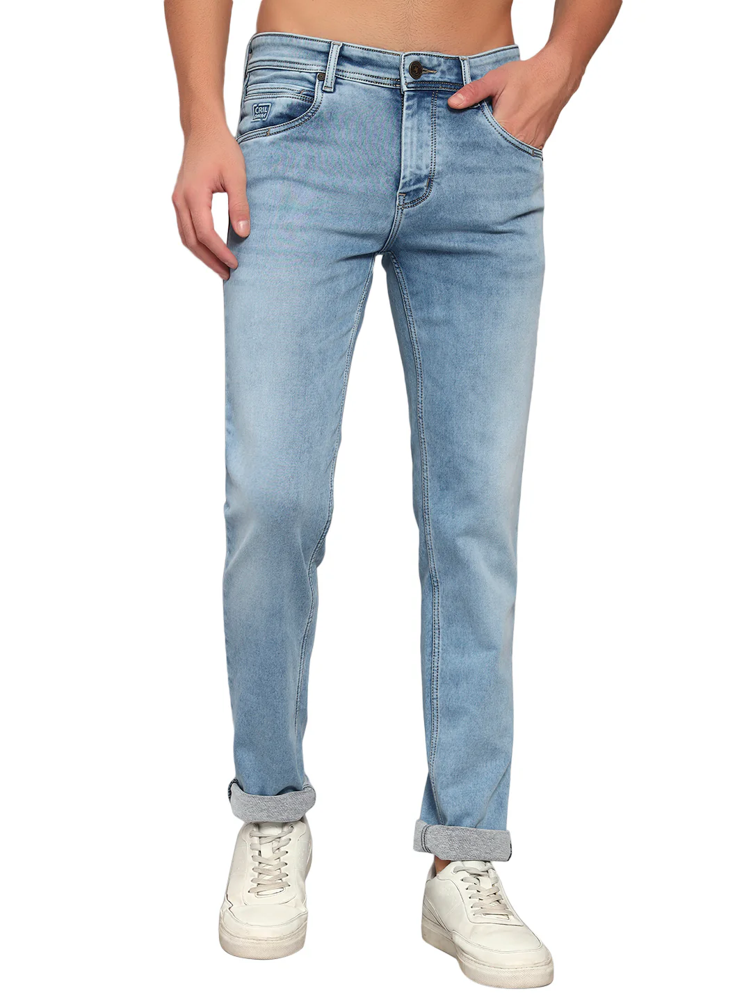 Denim Jeans for Men l Breathable & Soft with Color Fastness Ultra Narrow Fit Cotton Fabric Solid Pattern Button Closure - Image 2
