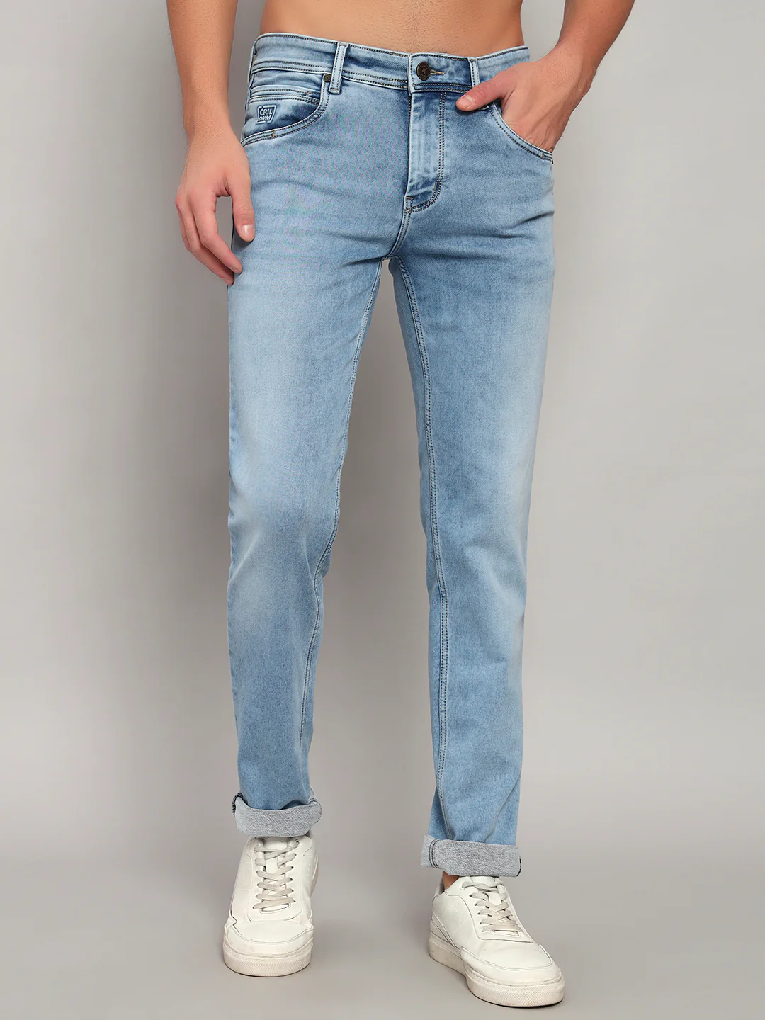 Denim Jeans for Men l Breathable & Soft with Color Fastness Ultra Narrow Fit Cotton Fabric Solid Pattern Button Closure - Image 3