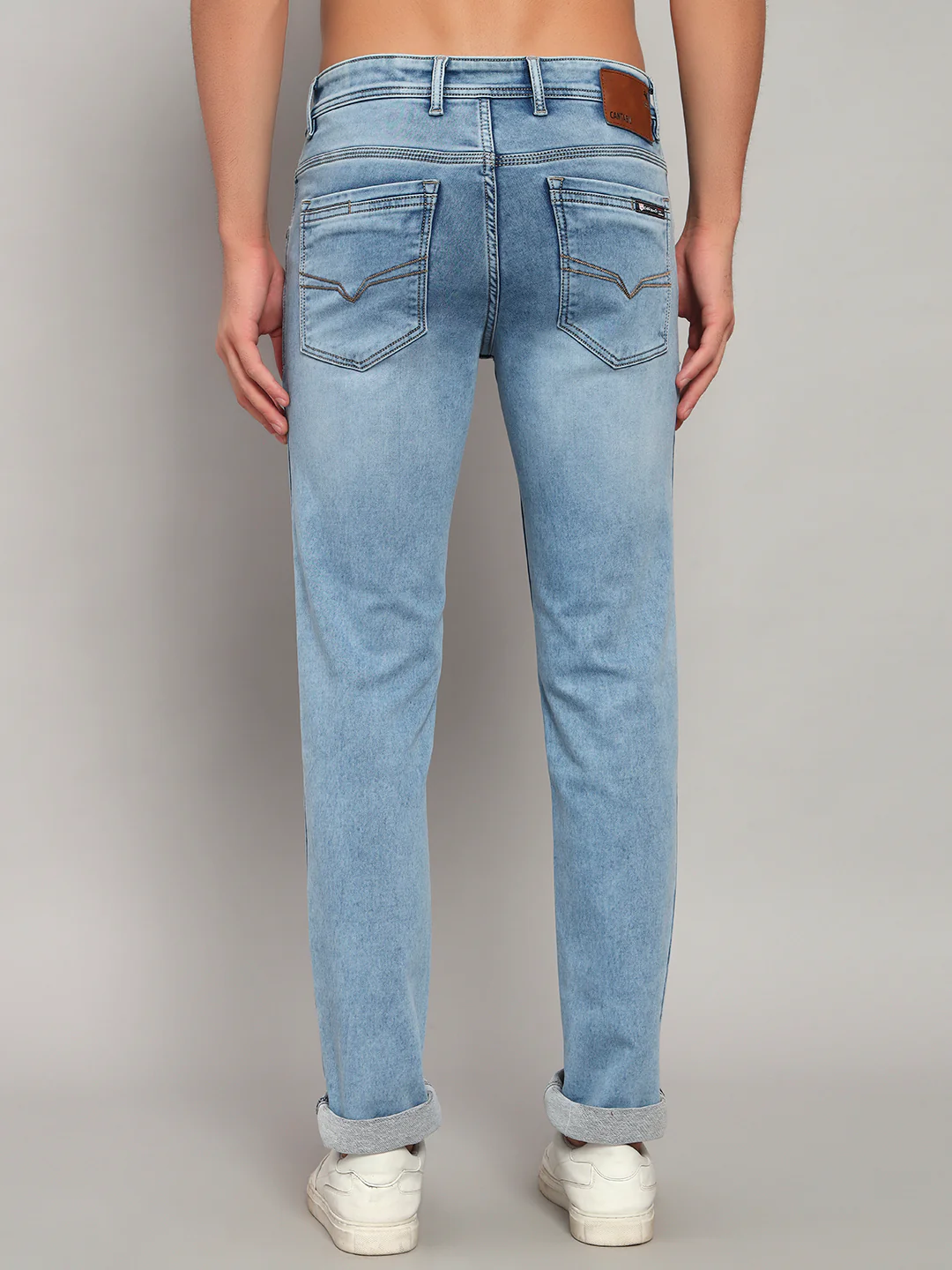 Denim Jeans for Men l Breathable & Soft with Color Fastness Ultra Narrow Fit Cotton Fabric Solid Pattern Button Closure - Image 4