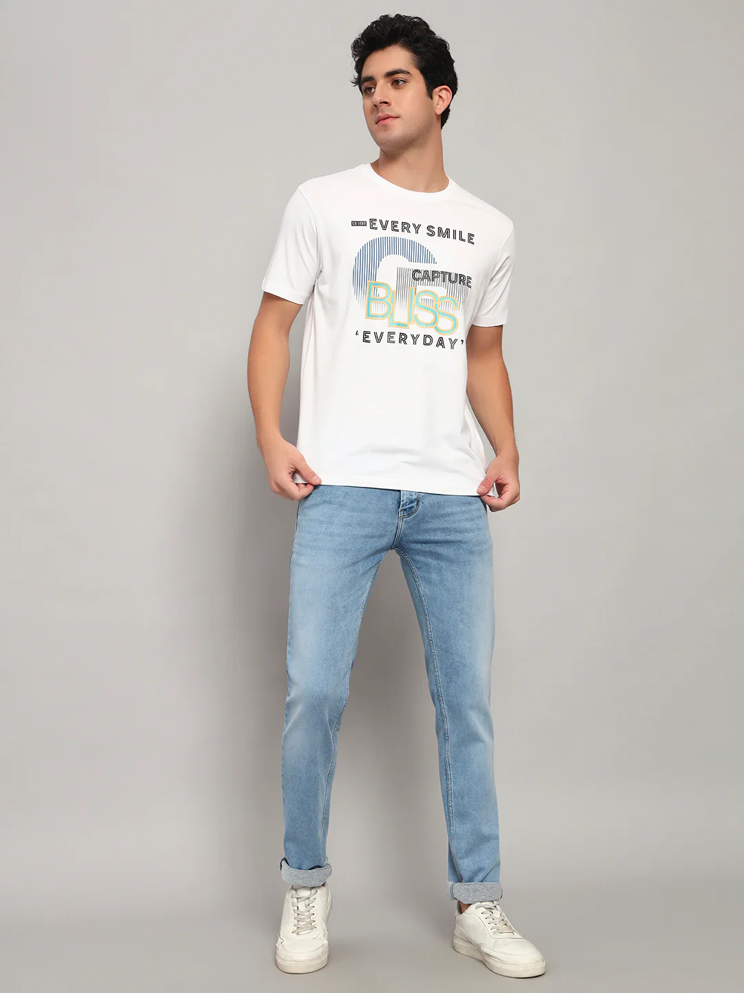 Denim Jeans for Men l Breathable & Soft with Color Fastness Ultra Narrow Fit Cotton Fabric Solid Pattern Button Closure - Image 9