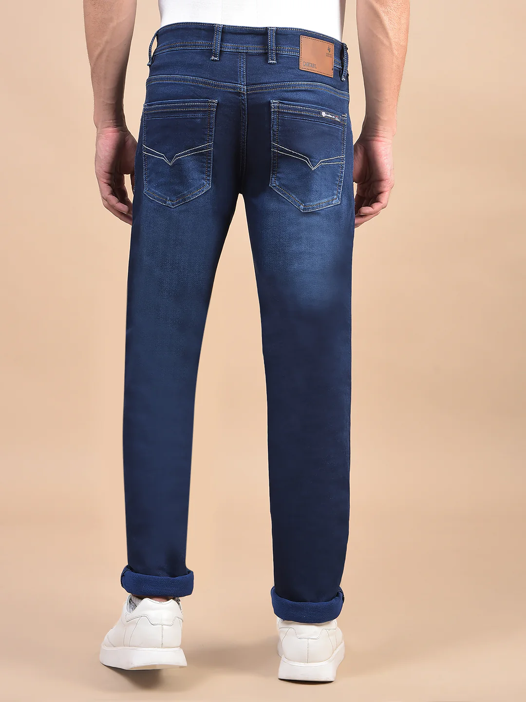 Denim Jeans for Men l Breathable & Soft with Color Fastness Ultra Narrow Fit Cotton Fabric Solid Pattern Button Closure - Image 3