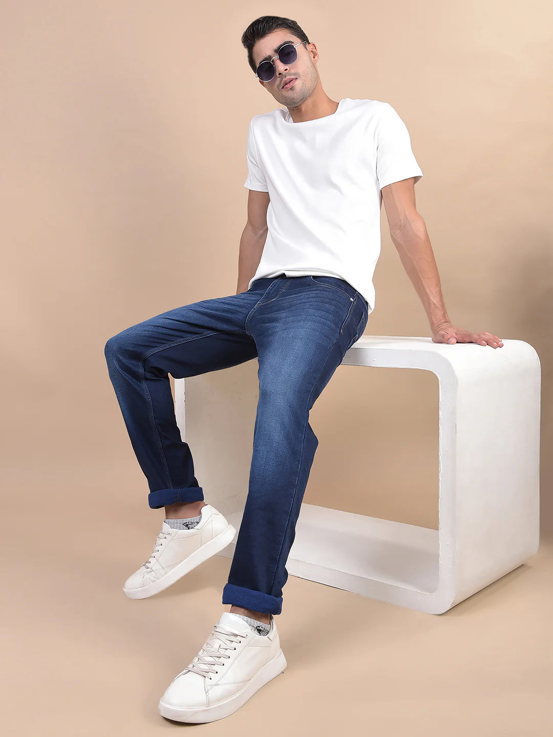 Denim Jeans for Men l Breathable & Soft with Color Fastness Ultra Narrow Fit Cotton Fabric Solid Pattern Button Closure - Image 6