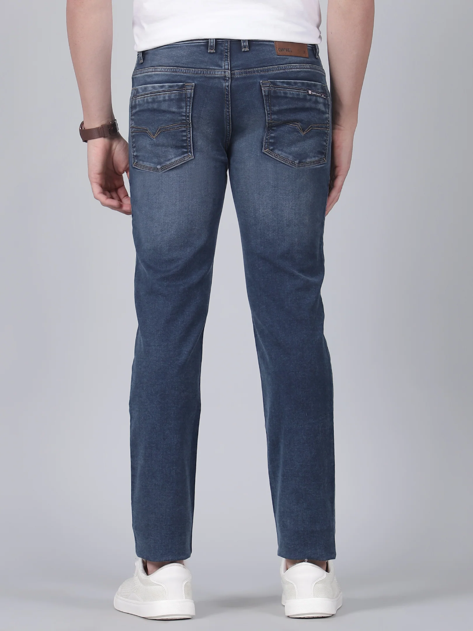 Denim Jeans for Men l Breathable & Soft with Color Fastness Ultra Narrow Fit Cotton Fabric Solid Pattern Button Closure - Image 5