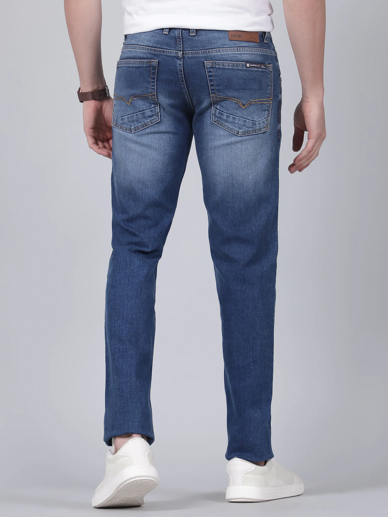 Denim Jeans for Men l Breathable & Soft with Color Fastness Ultra Narrow Fit Cotton Fabric Solid Pattern Button Closure - Image 5