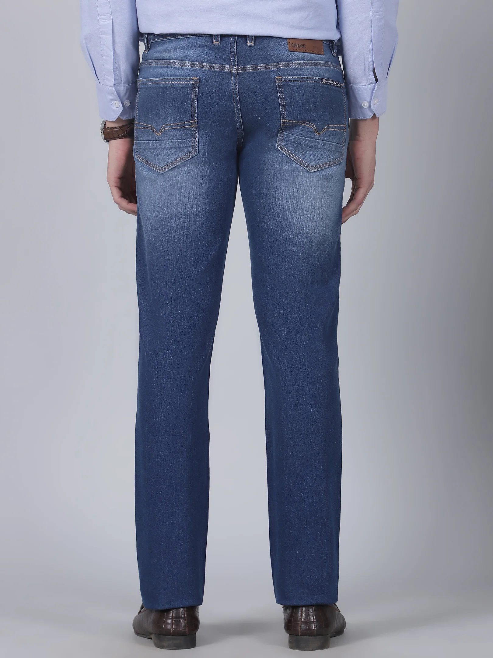 Denim Jeans for Men l Breathable & Soft with Color Fastness Straight Fit Cotton Fabric Solid Pattern Button Closure - Image 5