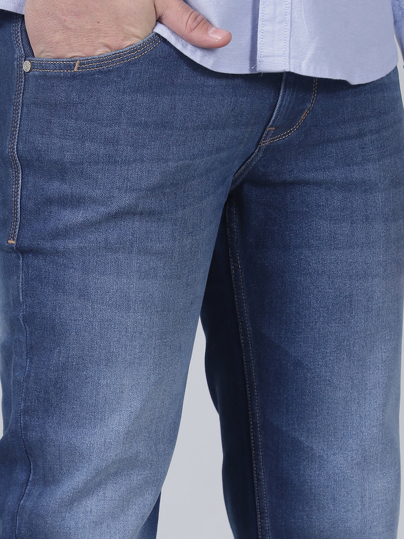 Denim Jeans for Men l Breathable & Soft with Color Fastness Straight Fit Cotton Fabric Solid Pattern Button Closure - Image 6