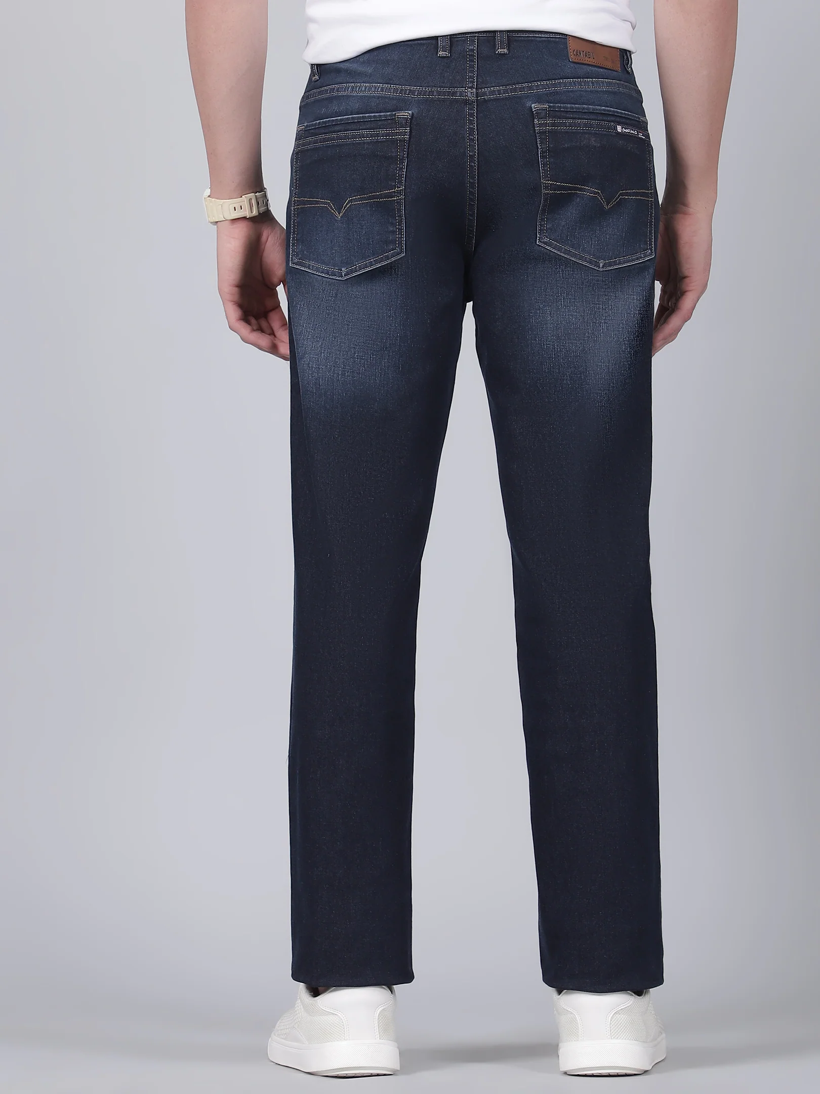 Denim Jeans for Men l Breathable & Soft with Color Fastness Straight Fit Cotton Fabric Solid Pattern Button Closure - Image 5