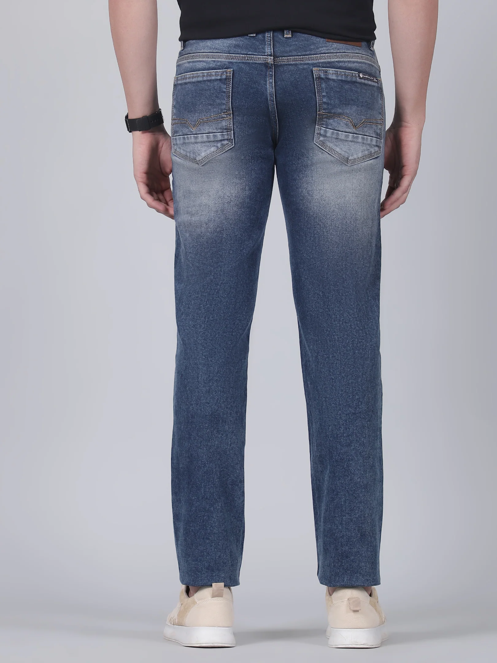 Denim Jeans for Men l Breathable & Soft with Color Fastness Straight Fit Cotton Fabric Solid Pattern Button Closure - Image 6