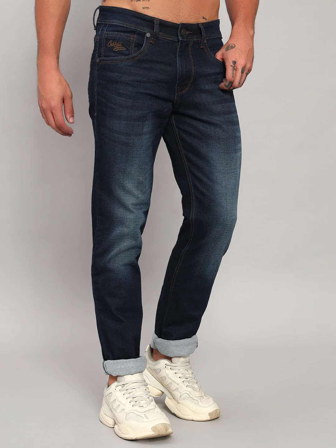 Denim Jeans for Men l Breathable & Soft with Color Fastness Ultra Narrow Fit Cotton Fabric Solid Pattern Button Closure - Image 6