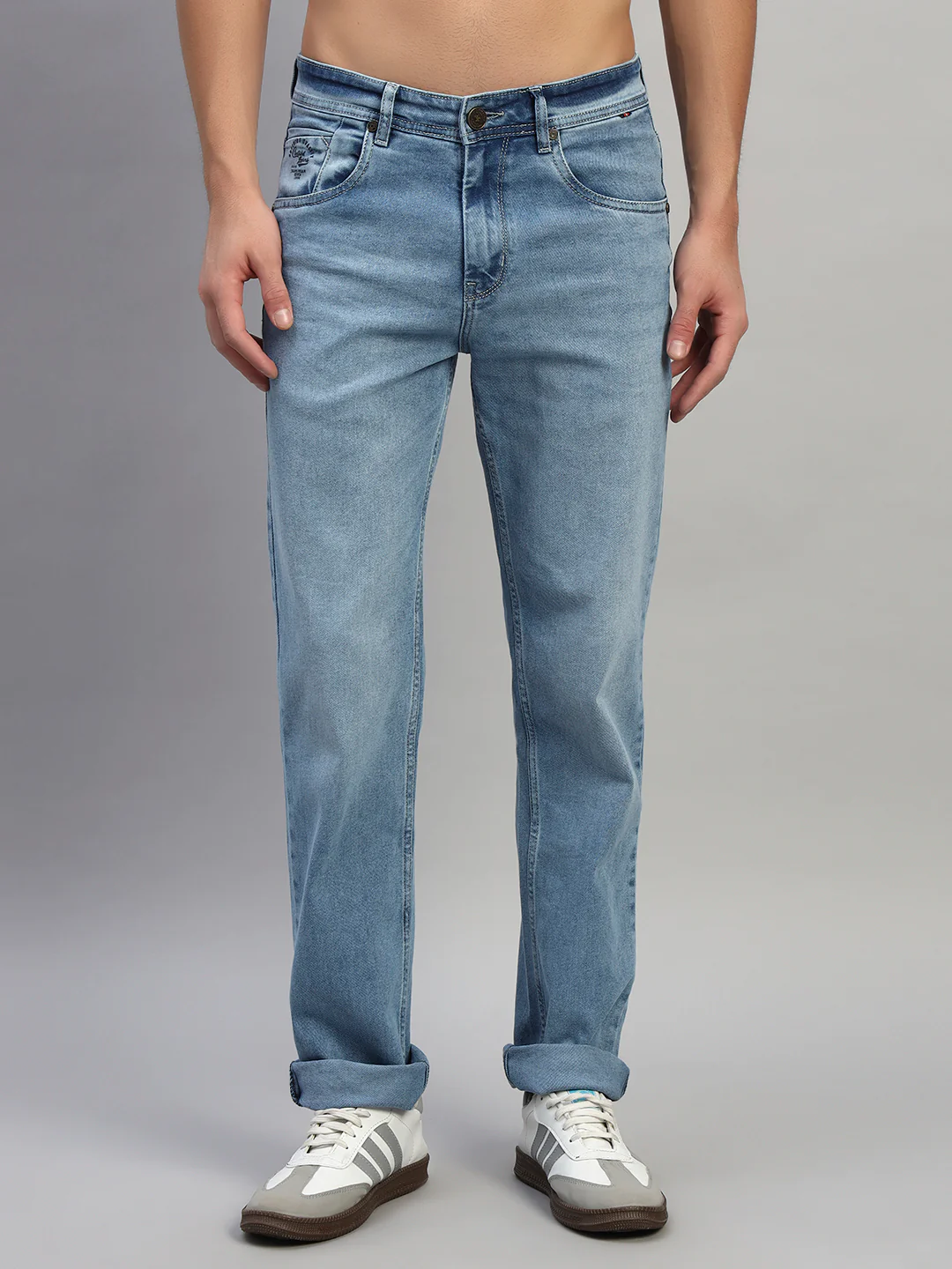 Denim Jeans for Men l Breathable & Soft with Color Fastness Straight Fit Cotton Fabric Solid Pattern Button Closure - Image 3
