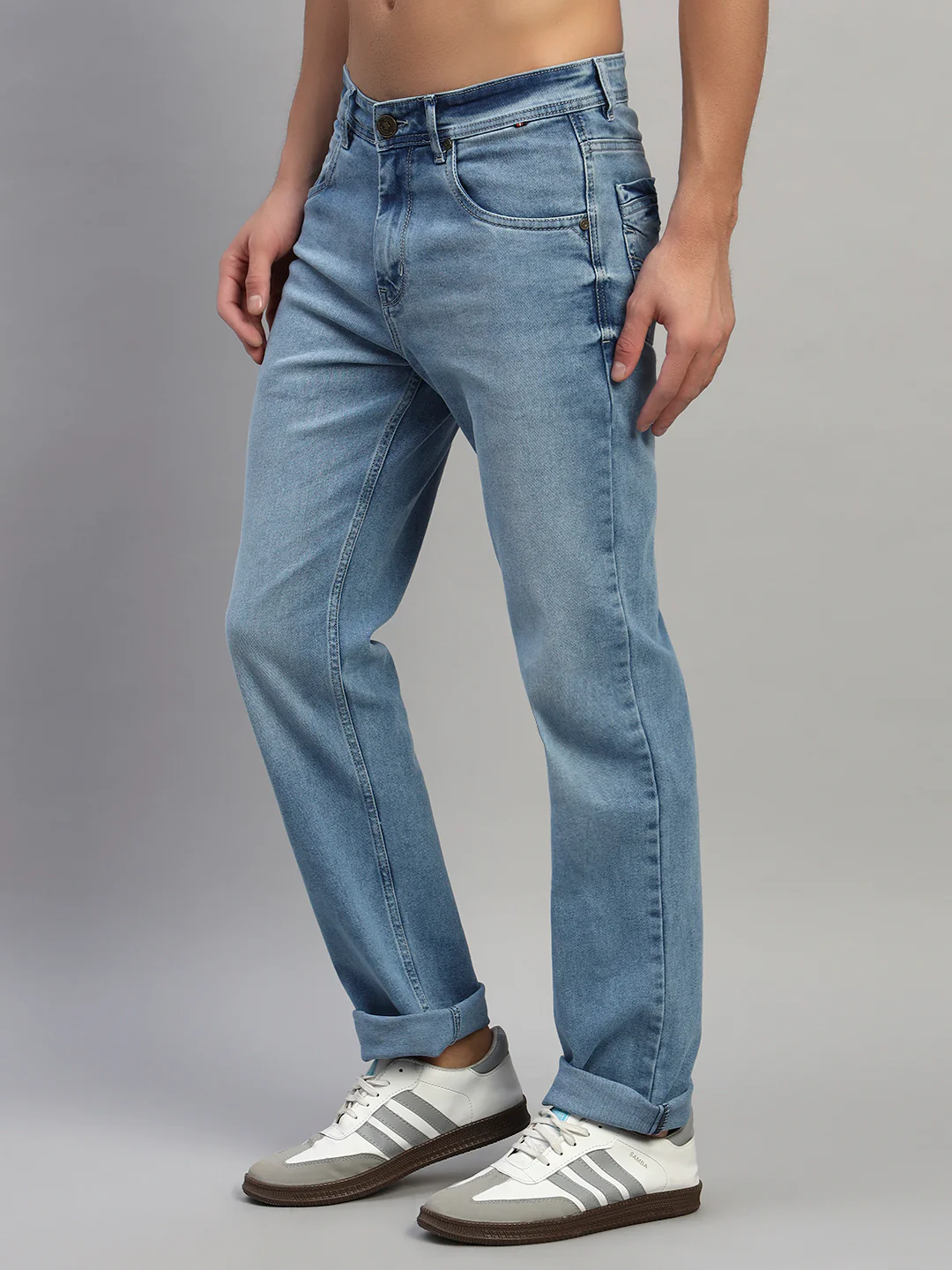 Denim Jeans for Men l Breathable & Soft with Color Fastness Straight Fit Cotton Fabric Solid Pattern Button Closure - Image 4
