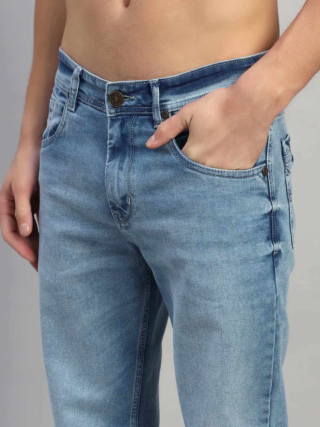 Denim Jeans for Men l Breathable & Soft with Color Fastness Straight Fit Cotton Fabric Solid Pattern Button Closure - Image 7