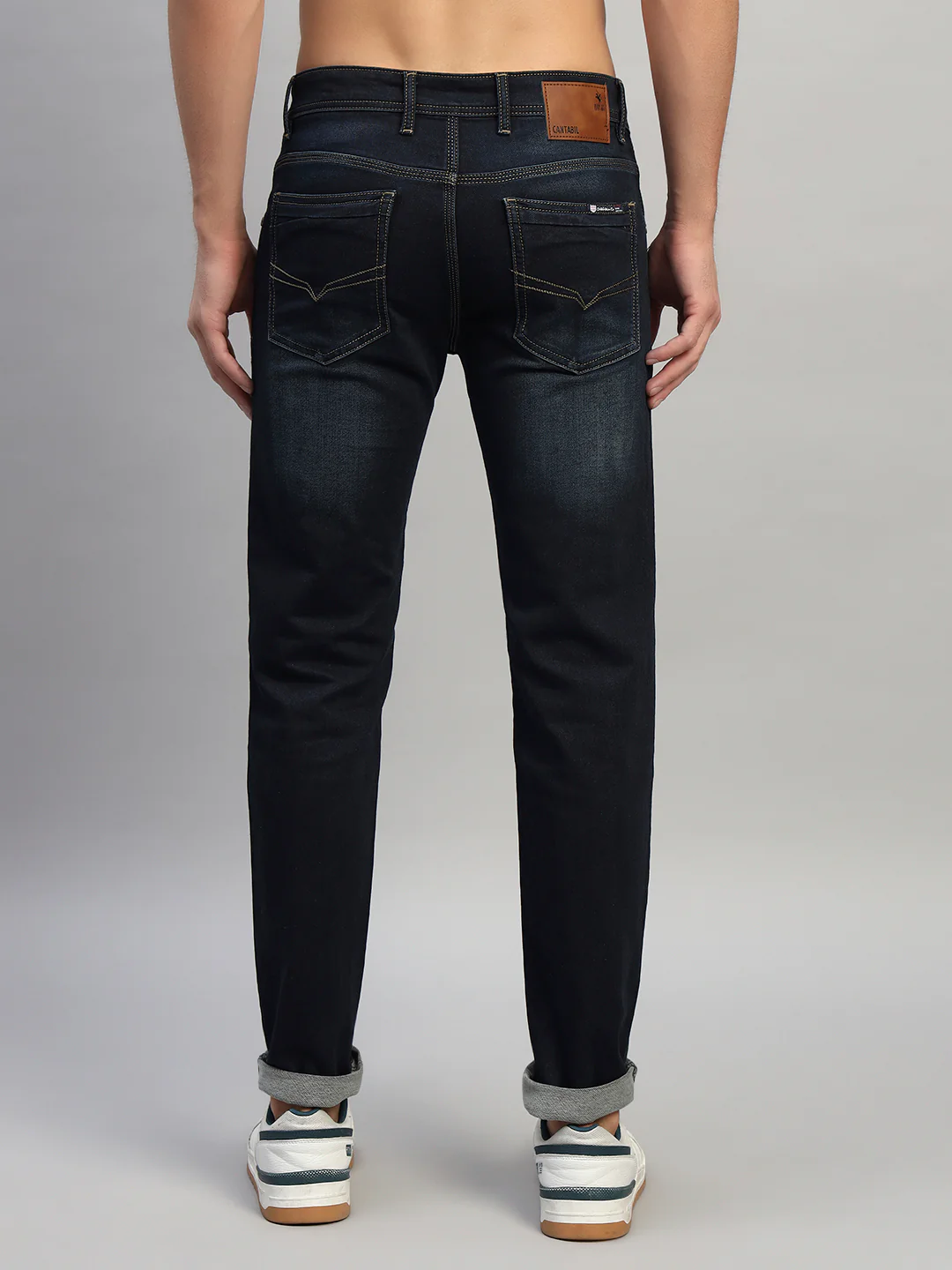 Denim Jeans for Men l Breathable & Soft with Color Fastness Ultra Narrow Fit Cotton Fabric Solid Pattern Button Closure - Image 4