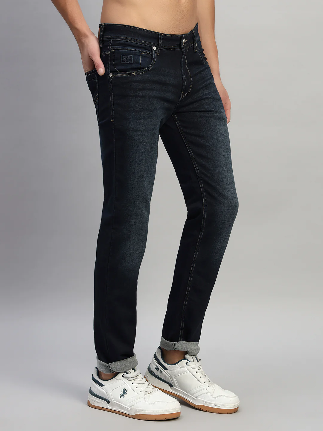 Denim Jeans for Men l Breathable & Soft with Color Fastness Ultra Narrow Fit Cotton Fabric Solid Pattern Button Closure - Image 6