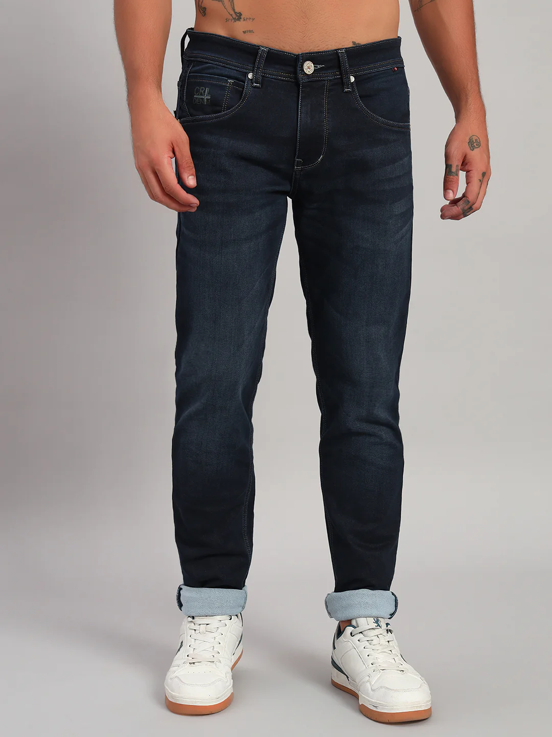 Denim Jeans for Men l Breathable & Soft with Color Fastness Ultra Narrow Fit Cotton Fabric Solid Pattern Button Closure - Image 6