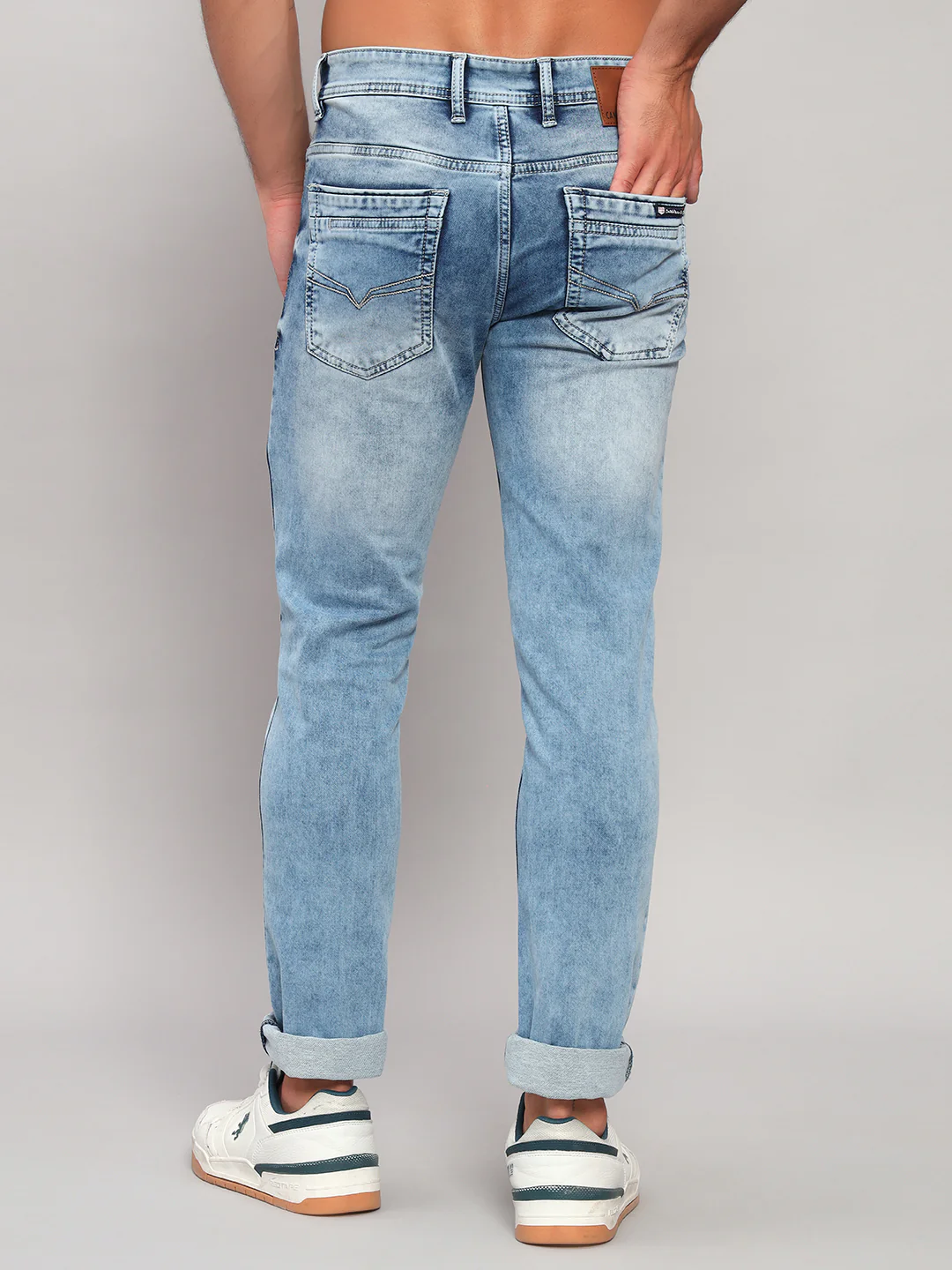Denim Jeans for Men l Breathable & Soft with Color Fastness Ultra Narrow Fit Cotton Fabric Solid Pattern Button Closure - Image 2