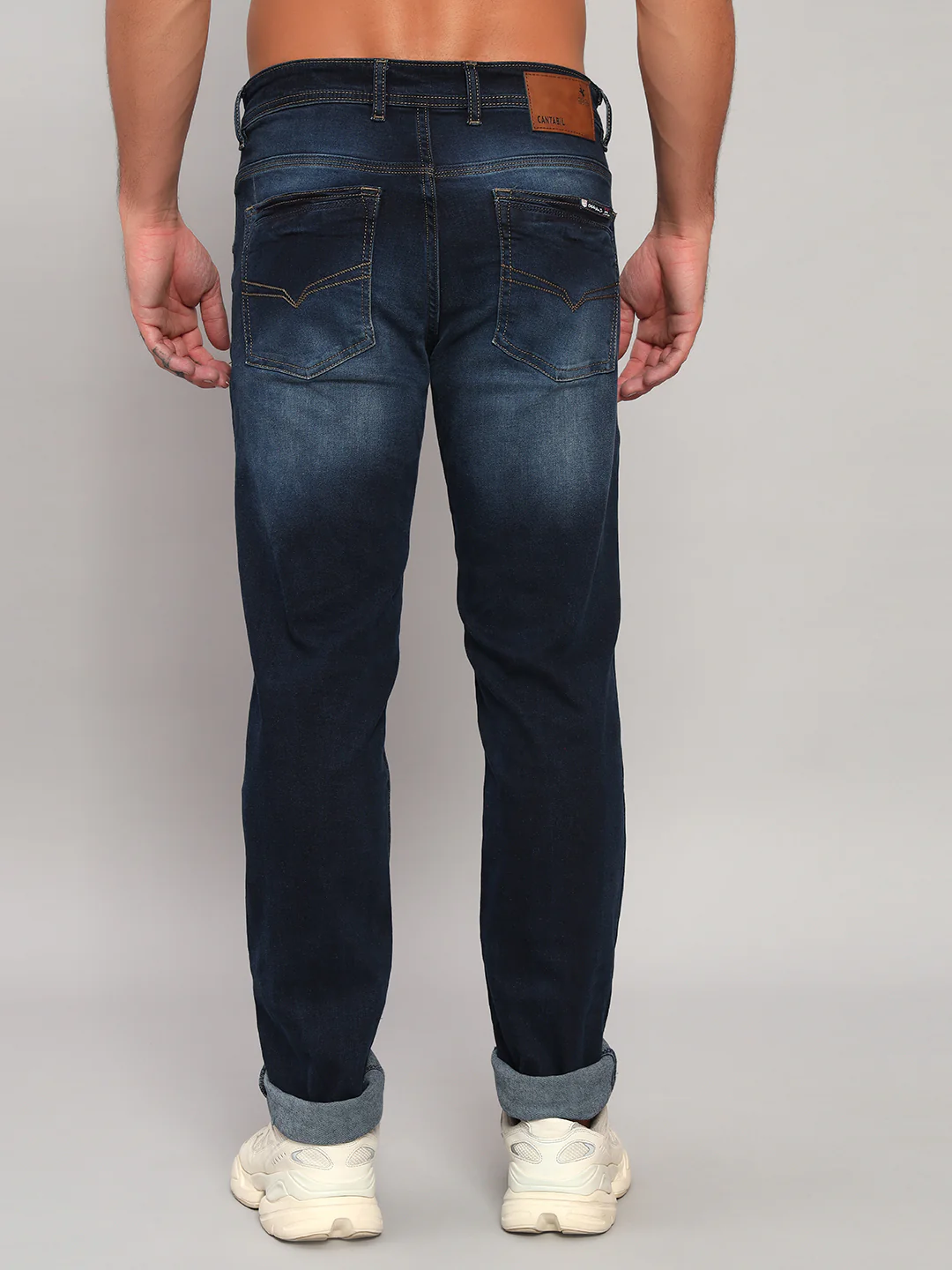 Denim Jeans for Men l Breathable & Soft with Color Fastness Ultra Narrow Fit Cotton Fabric Solid Pattern Button Closure - Image 2