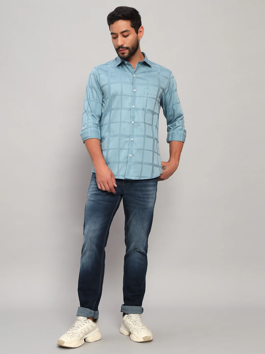 Denim Jeans for Men l Breathable & Soft with Color Fastness Ultra Narrow Fit Cotton Fabric Solid Pattern Button Closure - Image 8