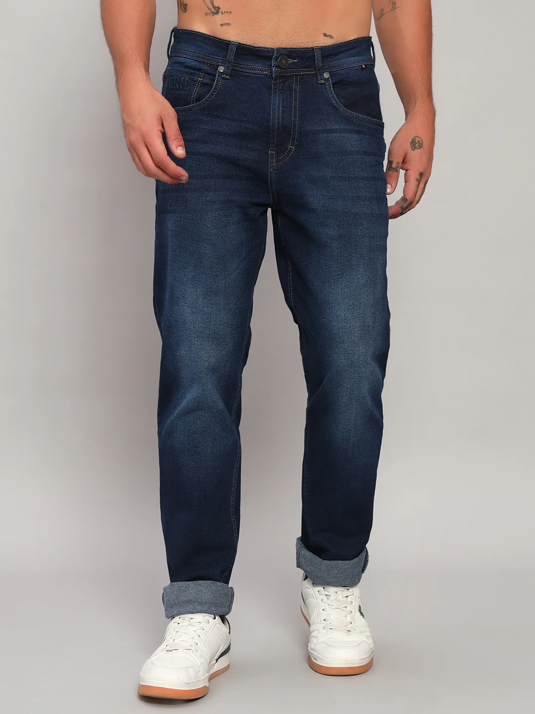 Denim Jeans for Men l Breathable & Soft with Color Fastness Straight Fit Cotton Fabric Solid Pattern Button Closure - Image 3