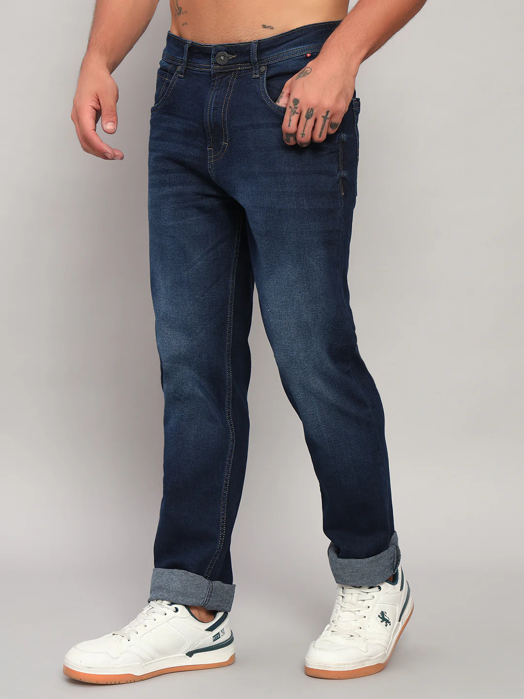 Denim Jeans for Men l Breathable & Soft with Color Fastness Straight Fit Cotton Fabric Solid Pattern Button Closure - Image 4