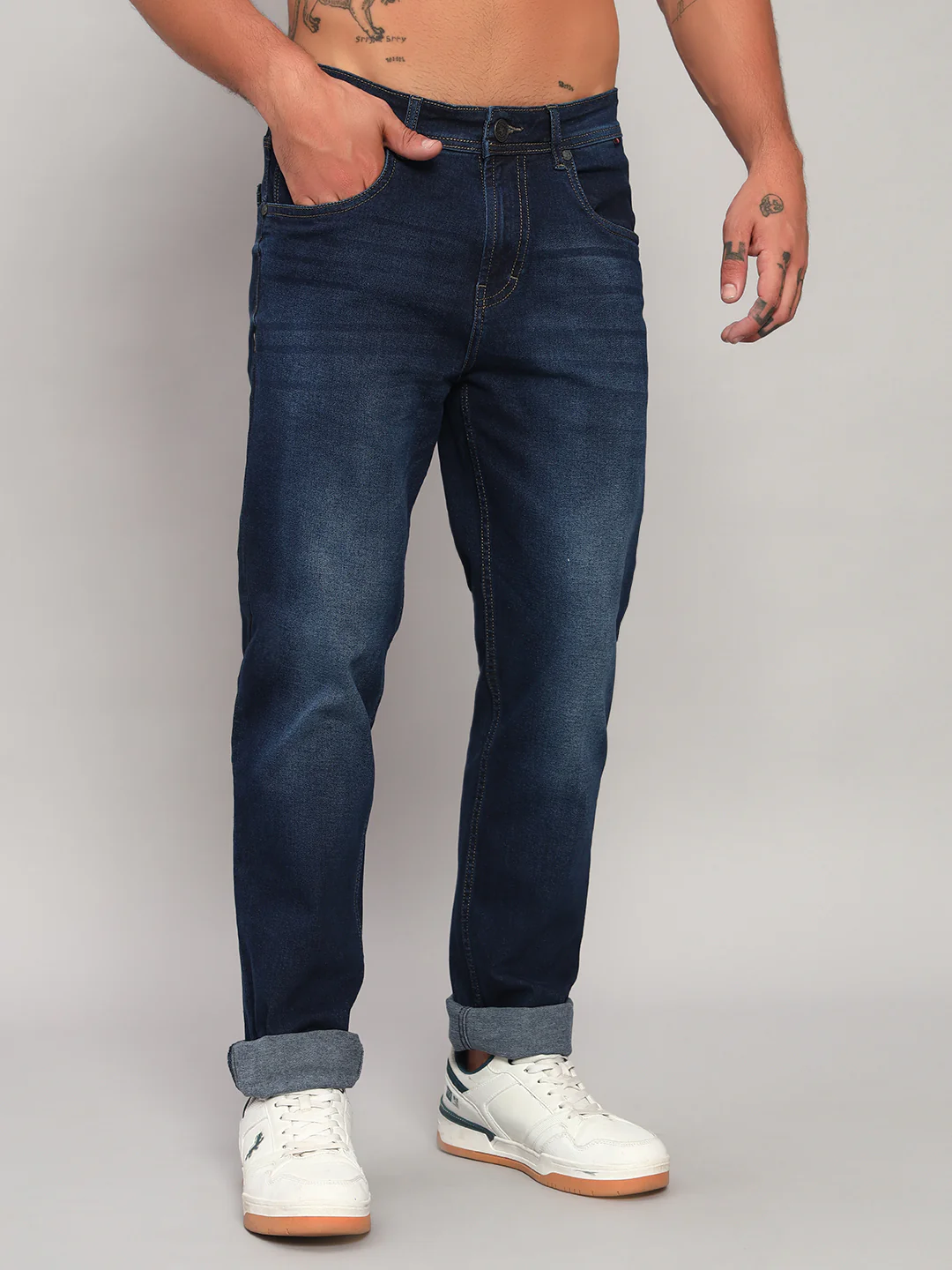 Denim Jeans for Men l Breathable & Soft with Color Fastness Straight Fit Cotton Fabric Solid Pattern Button Closure - Image 5