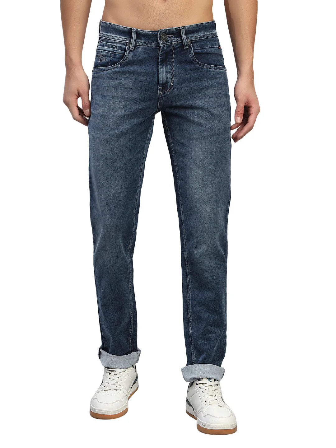Denim Jeans for Men l Breathable & Soft with Color Fastness Ultra Narrow Fit Cotton Fabric Solid Pattern Button Closure - Image 3
