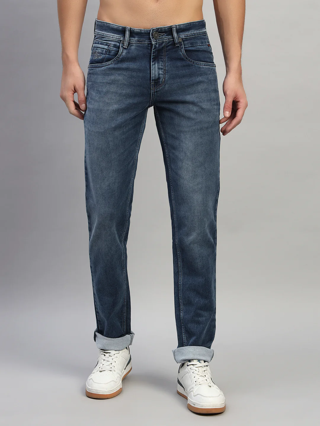 Denim Jeans for Men l Breathable & Soft with Color Fastness Ultra Narrow Fit Cotton Fabric Solid Pattern Button Closure - Image 4