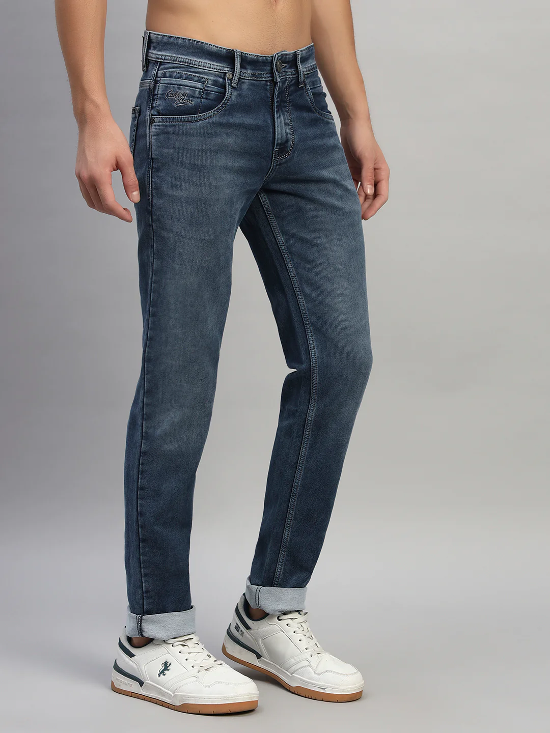 Denim Jeans for Men l Breathable & Soft with Color Fastness Ultra Narrow Fit Cotton Fabric Solid Pattern Button Closure - Image 6