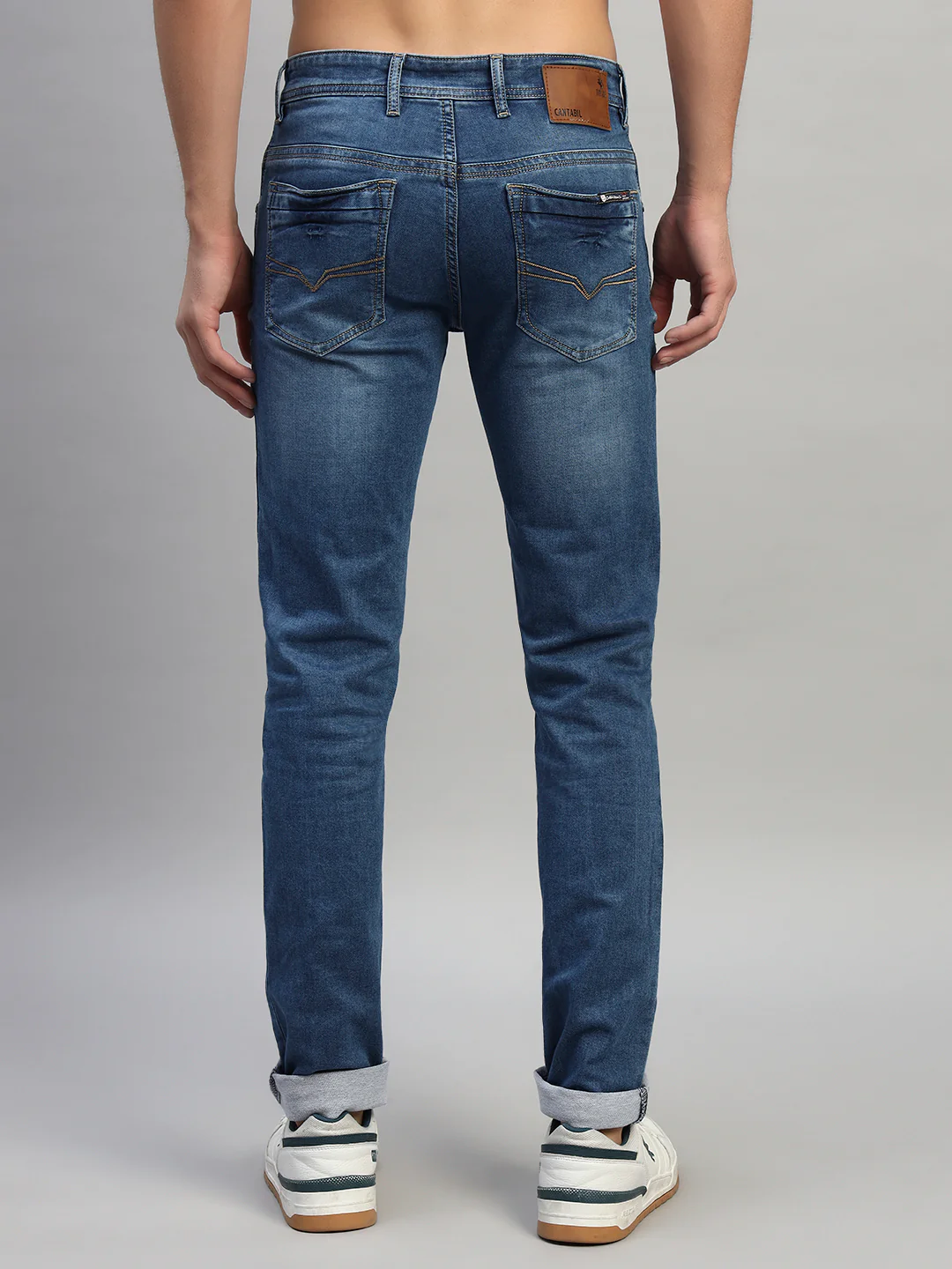 Denim Jeans for Men l Breathable & Soft with Color Fastness Ultra Narrow Fit Cotton Fabric Solid Pattern Button Closure - Image 6