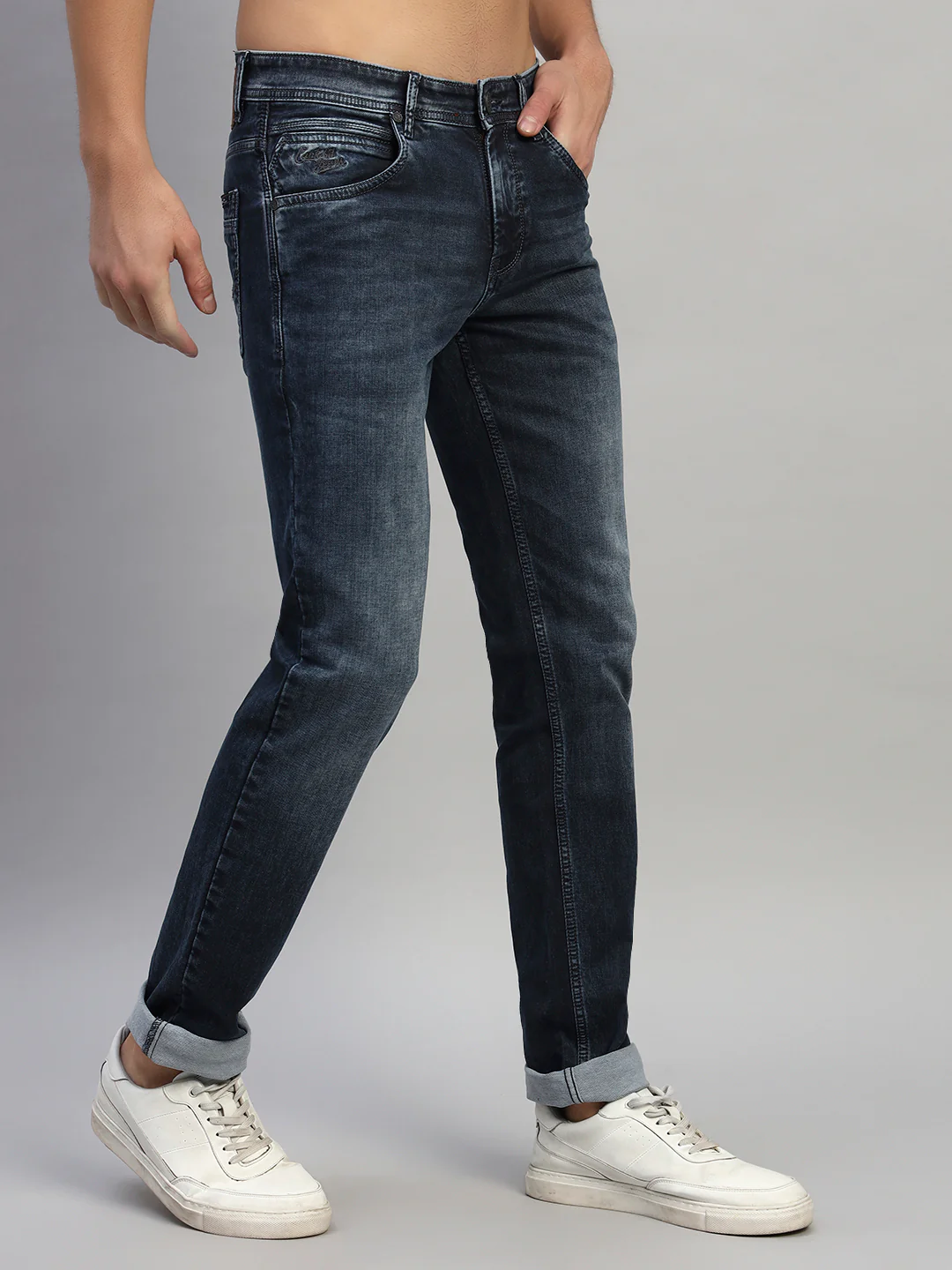Denim Jeans for Men l Breathable & Soft with Color Fastness Ultra Narrow Fit Cotton Fabric Solid Pattern Button Closure - Image 6