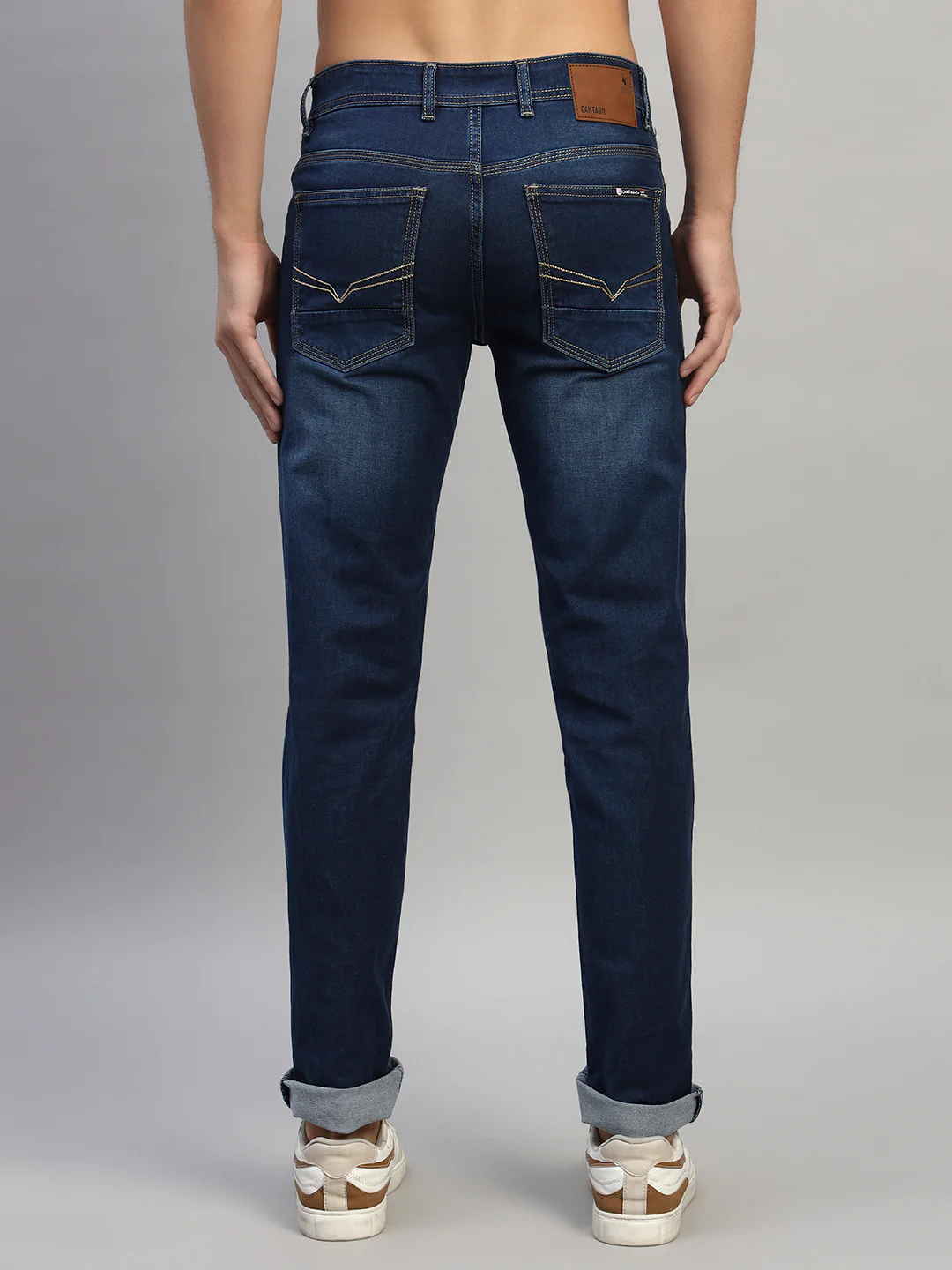 Denim Jeans for Men l Breathable & Soft with Color Fastness Ultra Narrow Fit Cotton Fabric Solid Pattern Button Closure - Image 2