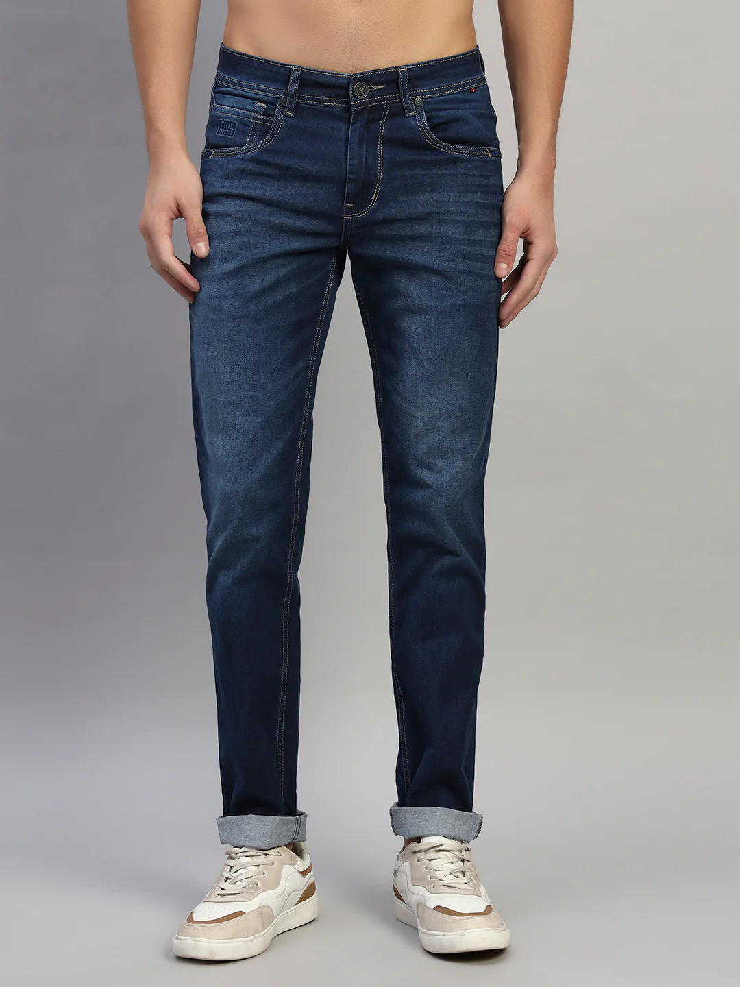 Denim Jeans for Men l Breathable & Soft with Color Fastness Ultra Narrow Fit Cotton Fabric Solid Pattern Button Closure - Image 4
