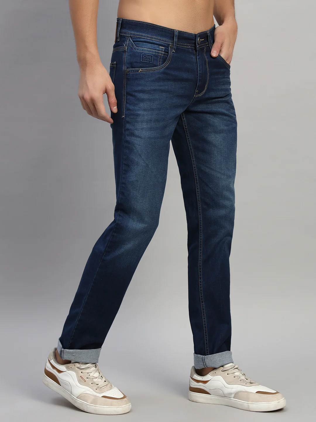 Denim Jeans for Men l Breathable & Soft with Color Fastness Ultra Narrow Fit Cotton Fabric Solid Pattern Button Closure - Image 6