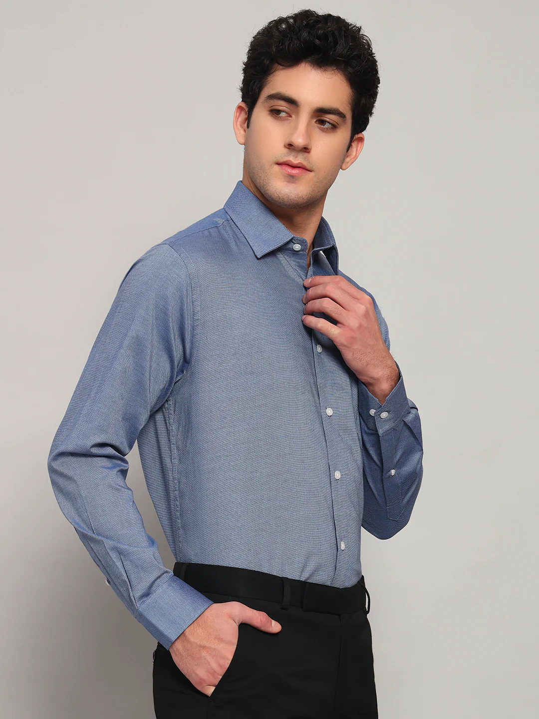 Formal Shirt for Men l Breathable & Soft with Color Fastness Regular Fit Spread Collar Neck Cotton Fabric Solid Pattern - Image 4