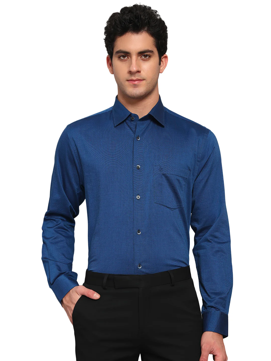 Formal Shirt for Men l Breathable & Soft with Color Fastness Regular Fit Spread Collar Neck Cotton Blend Fabric Solid Pattern - Image 2